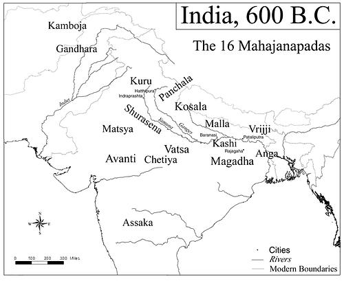 Map of India, 600 BCE